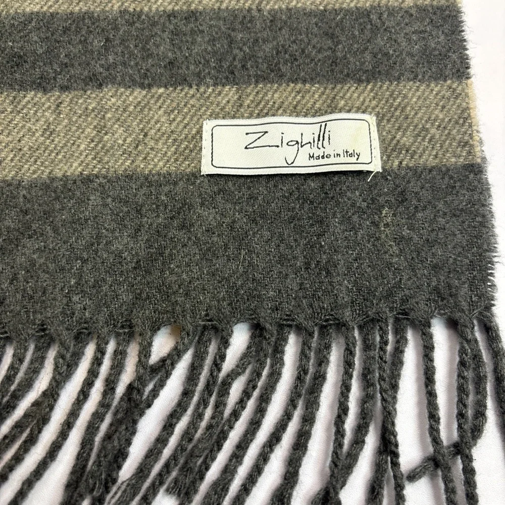 Vintage Zighilli Cashmere Wool Italian Scarf Made in Italy 11